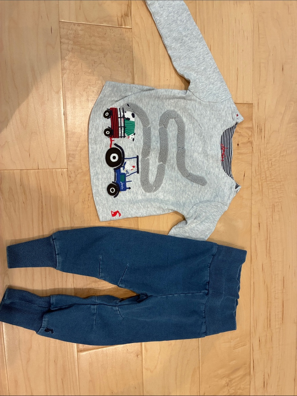 Joules Grey Graphic Top and Navy Blue Joggers Matching Set